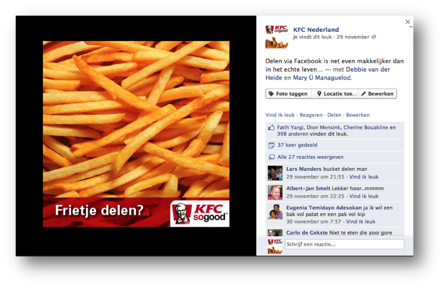 KFC Facebook post door Social Addicts